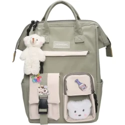 Kawaii Big Capacity Backpack with Kawaii Pin and Accessories - Cute Aesthetic School Backpack for Teen Girls