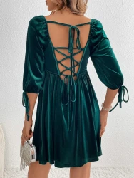 Lace-up Fashion High Waist Women's Dress