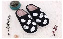 Halloween Funny Spider Ghost Scary Flat Indoor House Shoes For Women Men Soft Plush Cozy Horror Halloween Gifts