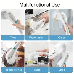 Electric Scrubber With 5 Replaceable Brush Heads