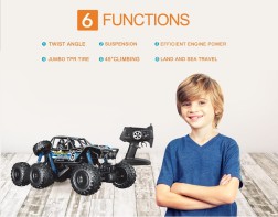 RC Car, Remote Control 6 Wheels, Waterproof Climbing Car, 1:8 Super Big, Blue