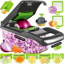 15pcs Upgraded Vegetable Chopper Set - Multifunctional Fruit Slicer and Handle Food Grater