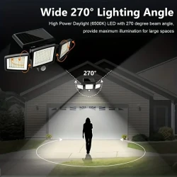 210 LED Solar Sensor Street Light - Three-Head Rotatable Double Row