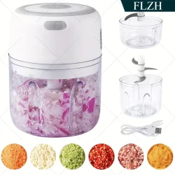 FLZH Electric Mini Garlic Chopper - 3.38/8.45oz USB Meat Grinder, Garlic Masher Machine