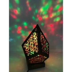 Wooden Hollow LED Projection Night Lamp