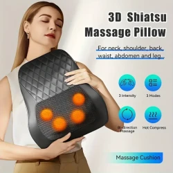 3D Kneading Back and Neck Massager with Heat - Massage Pillow