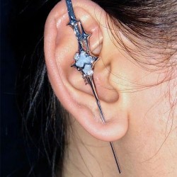 Punk Geometric Four-Pointed Star Ear Bridge Piercing Earring