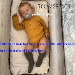 70 CM/27.56 Inch Handmade Realistic Soft Silicone Reborn Liam Babies Big Size Doll Toy, For Girl Blonde Toddler Boy Art Bebe Easter Gift