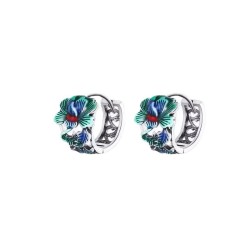 Cloisonne Peony Flower Men's Earrings Fashion Nation