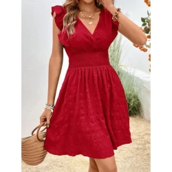 V-neck Pleated Dress European And American Style