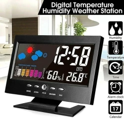 Temperature Humidity Monitor Weather Forecast LED Table Alarm Clock