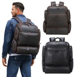 Vintage Travel Genuine Leather 17-inch Outdoor Large Capacity Crazy Horse Computer Backpack