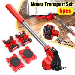 5Pcs Heavy Duty Furniture Lifter Mover Roller with Wheel Bar - Moving Device and Lifting Helper