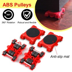 5Pcs Heavy Duty Furniture Lifter Mover Roller with Wheel Bar - Moving Device and Lifting Helper