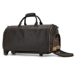 Crazy Horse Leather Trolley Bag 22-inch Leather Large Capacity