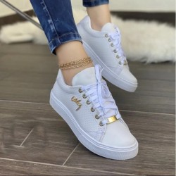 Women's Breathable Lace-Up Flat Sneakers