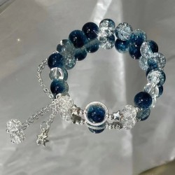 Galaxy Enchantment: Stardust Beaded Bracelet with Silver Charms