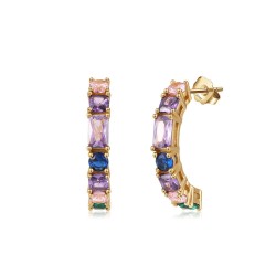 Sterling Silver Micro-inlaid Color Zircon Earrings