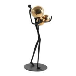 Modern Light Luxury Home Decoration Holding Ball Metal Figure Sculpture