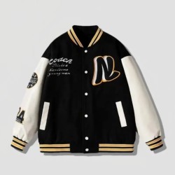 Street Letter Embroidered Baseball Jacket for Men