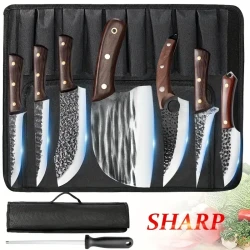 8PCS Professional Chef Butcher's Knife Set â High Carbon Steel Japanese Kitchen Knives + Storage Bag