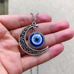 Turkey Blue Eye Pendant Moon Necklace