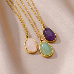 Golden Harmony Gemstone Pendant Necklace