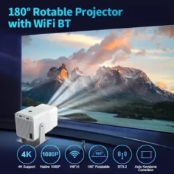 New Indoor/Outdoor 4K Projector, Built-in Android 11.0, WIFI6, BT Wireless5.2, Same-screen Version, Supports 1080P HD Decoding Video, Wired Same-screen Mobile Phone, Portable Home Theater, 180 Degree Rotation, Compatible With HD/AV/smartphone/laptop