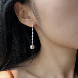 Zircon Long Pearl Earrings Women's Retro