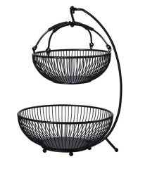 Basket Storage Kitchen Dessert Holder Round 2-Tier