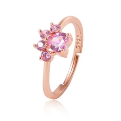 Enchanted Paws Adjustable Pink Crystal Ring