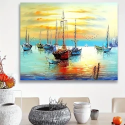 Fishing Boat at Dusk Paint By Numbers Kit