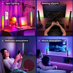 2pcs Smart LED Light Bars - RGB Night Light with Music Sync