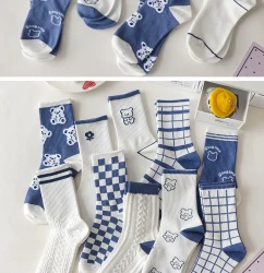 Women's Cute Cartoon Bear Thin Mid-calf Length Socks