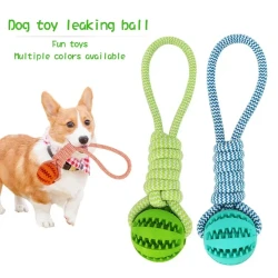 Dog Toys Balls Interactive Treat Rope Rubber Leaking Balls For Small Medium Dogs Chewing Bite Resistant Pet Tooth Cleaning