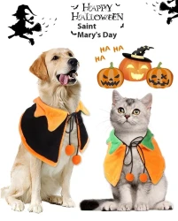 Halloween Pumpkin Double-sided Dog Cloak Cat Halloween Ornaments