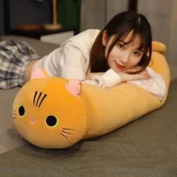 Large Size Cartoon Cat Plush Toys Stuffed Cloth Doll Long Animal Pillow Cushion