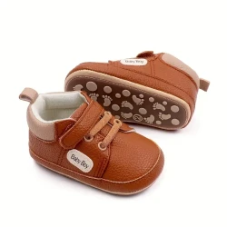 Boy's Non Slip Soft Sole Faux Leather Shoes, Durable Casual Sneakers For Kid's Outdoor Activities