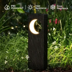 6 Pack Solar Outdoor Path Lights - Moon-Shaped, IPX5 Waterproof