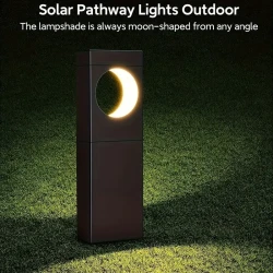 6 Pack Solar Outdoor Path Lights - Moon-Shaped, IPX5 Waterproof