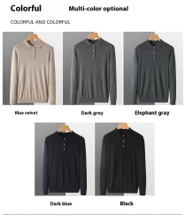 Men's Fashion Polo Collar Loose Pure Color All-matching Woolen Sweater