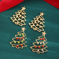 Christmas Earrings With Christmas Tree Colorful Zircon Christmas Tree Earrings For Women Personality Earrings Party Jewelry Christmas Gift