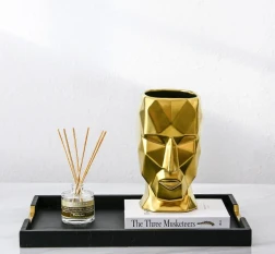 American Modern Golden Abstract Human Face Vase