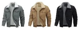 Winter Lapel Fleece Jacket With Pockets Warm Thicken Cotton Coat Men's Clothing