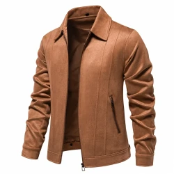 Lapel Zipper Jacket Autumn And Winter Solid Suede Coat