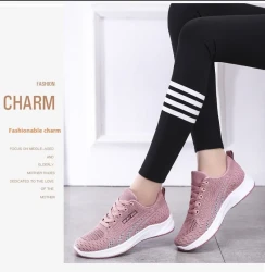 Flat Flying Woven Breathable Mesh Surface Sneaker Women's Casual Soft Bottom Shoes