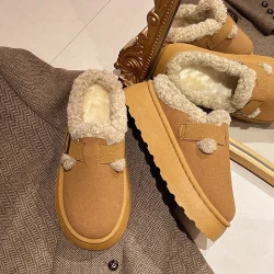 New Women's Luxury Winter Plush Retro Slip-On Bean Shoes