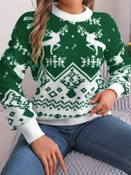 Casual Deer Pattern Long Sleeve Hoodie Sweater