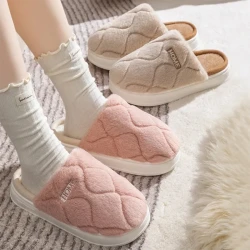 Plush Slippers Winter For Women Indoor Floor Bedroom Home Slipper