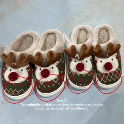 Cute Christmas Elk Plush Slippers Winter Ins Fashion Non-slip Floor Bedroom Home Slippers For Women Fuzzy House Shoes